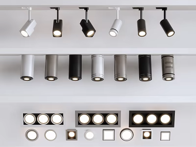 Modern Downlights and Spotlights in Black and White Ceiling Mounted Styles for Home Lighting 3d model
