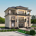 Detached Villa Two Story Exterior With Balcony Landscaped Garden And Front Yard