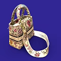 Christian Dior Stylish Bag With Floral Patterns Handle And Adjustable Strap