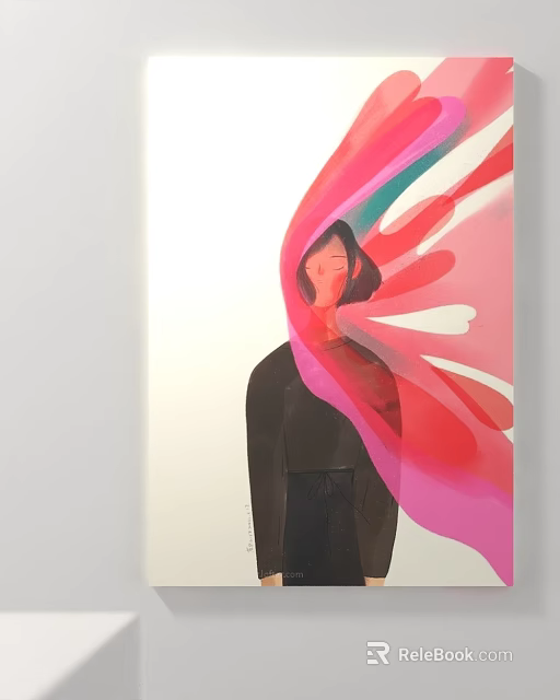 Artistic Figure With Colorful Pink Red White Fabric Covering Head On White Background 3d model 
