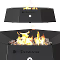 Angel Fire Black Octagonal Fireplace With Burning Flames And Decorative Pebbles 3d model