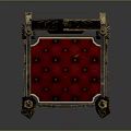 Ornate Single Sofa With Gothic Style Golden Frame And Red Tufted Upholstery