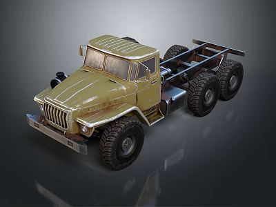 Army Green Military Truck With Six Wheels Heavy Duty Off Road Chassis 3d model