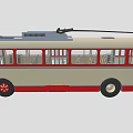 Vintage Tram With Cream And Red Exterior Multiple Windows Interior Seats And Roof Pantograph