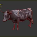 Realistic 3D Cow Model With Black And White Spots On Gray Background