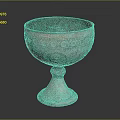 Vintage Silver Decorative Household Bowl With Ornate Carvings And Pedestal Base
