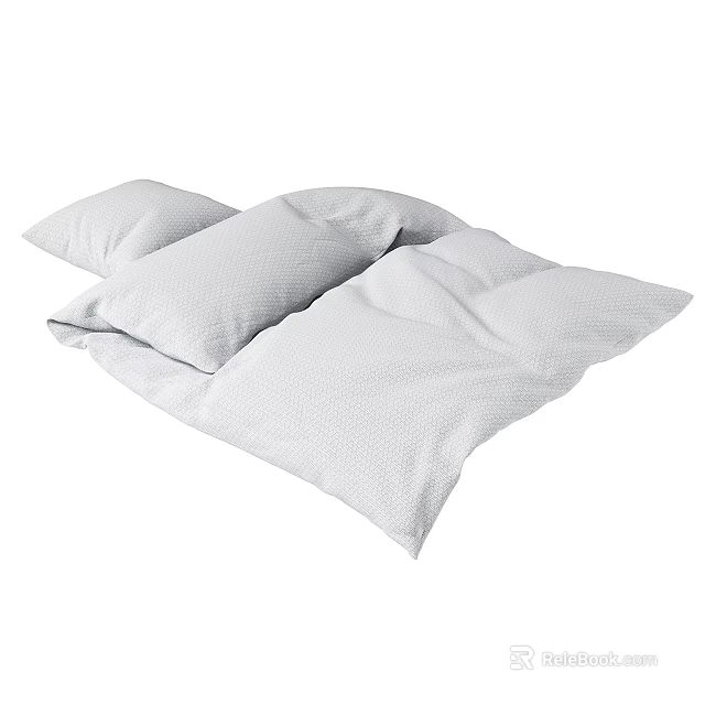Soft White Textured Decorative Pillows For Bedroom Comfort And Style 3d model 