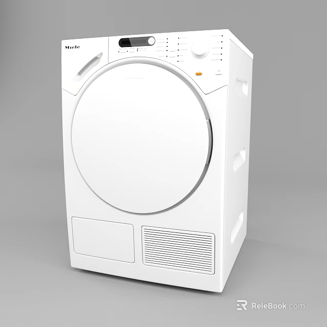 Modern White Front Load Washing Machine with Round Door and Control Panel 3d model 