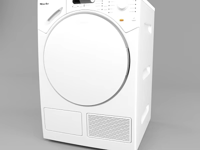 Modern White Front Load Washing Machine with Round Door and Control Panel 3d model