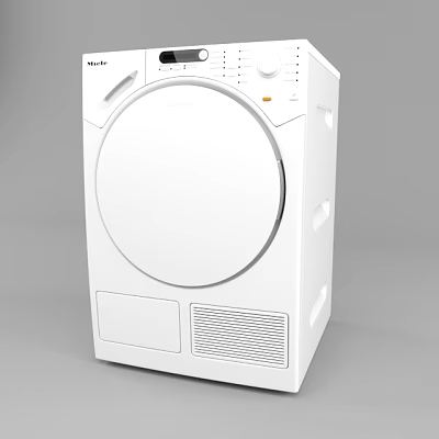 Modern White Front Load Washing Machine with Round Door and Control Panel 3d model