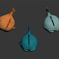 Cute Colorful Aquatic Animals Featuring Orange Fish And Blue Puffer Shapes