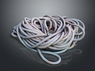 Gray Braided Rope for Daily Household Use Tangled in Coiled Form 3d model