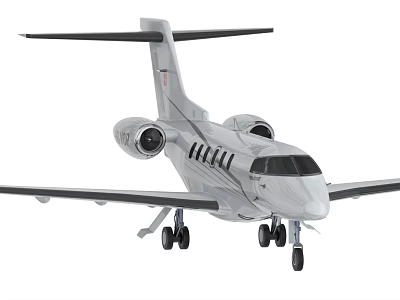 Gray Twin Engine Passenger Jet With Landing Gear And Streamlined Design 3d model