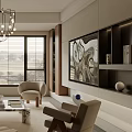 Elegant Modern Living Room Interior With Beige Sofa Armchair Coffee Table Chandelier And Decorative Art