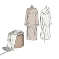 Stylish Long Coats Hanging on Hangers with Beige Storage Bin and Lid