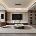 Modern Living And Dining Room Interior With Sofa Coffee Table Artwork Chandelier And Rug