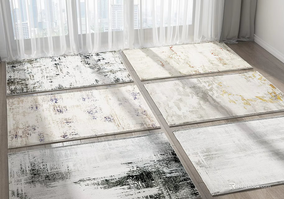 Square Rugs With Diverse Artistic Patterns For Modern Home Decor 3d model 