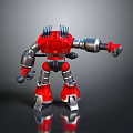 Futuristic Red Mechanical Robot With Silver Arms Legs And Metallic Body Standing Pose