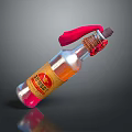 Hand Grenade Shaped Transparent Glass Weapon Bottle With Red Fuse And Label Design