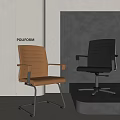 Poliform Modern Office Chair Brown And Black Leather With Armrests Metal Frame And Swivel Base