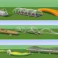 Modern Bridge Architectural Models With Various Unique Shapes And Structures 3d model