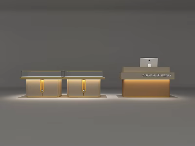 Modern Jewelry Store Interior With Elegant Glass Display Counters Warm Lighting And Cashier Desk 3d model