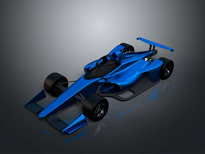 Blue Race Car With Sleek Aerodynamic Design Rear Wing And Black Wheels 3d model