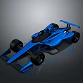 Blue Race Car With Sleek Aerodynamic Design Rear Wing And Black Wheels