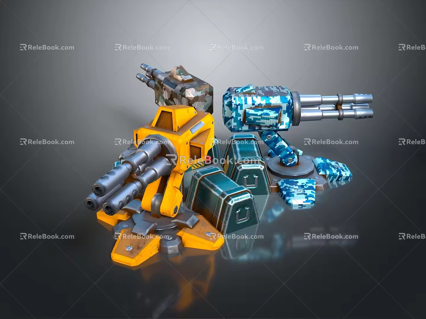 Turret Turntable Railgun Sci-fi Tower Defense Game Tower Defense Sci-fi Turret Game Turret Game Battery 3d model