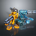 Turret Turntable Railgun Sci-fi Tower Defense Game Tower Defense Sci-fi Turret Game Turret Game Battery 3d model
