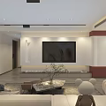 Modern Living and Dining Room Interior With Sofa TV Wall Coffee Table And Decorative Plants
