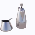 Sleek Stainless Steel Kitchenware Set With Modern Coffee Pot And Milk Pan
