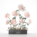 Elegant Floral Display With Pink Flowers Green Leaves And Small Flowers At Bottom