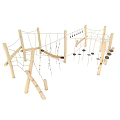 Wooden Kids Outdoor Play Equipment with Climbing Net Ropes and Hanging Rings