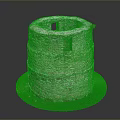 Circular Stone Tower Model With Small Window And Green Grass Base