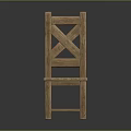 Rustic Wooden Chair With Cross Back Design And Solid Wood Structure 3d model
