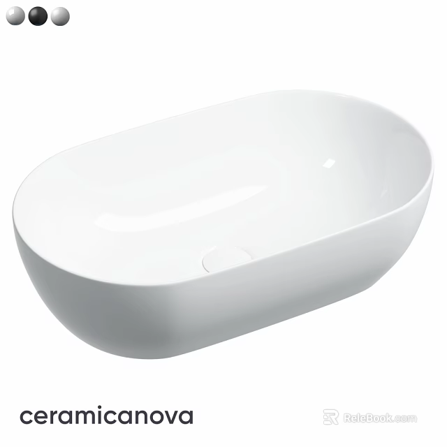 Modern White Oval Shaped Countertop Washbasin With Smooth Surface Design 3d model 