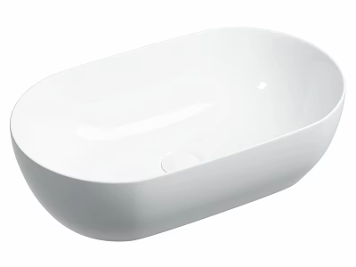 Modern White Oval Shaped Countertop Washbasin With Smooth Surface Design 3d model