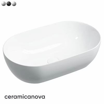 Modern White Oval Shaped Countertop Washbasin With Smooth Surface Design 3d model