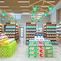 Spacious Supermarket Interior With Shelves Stocked Full Of Grocery Products Promotion Signs And Checkout Counter