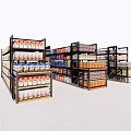 Commercial Retail Display Shelves With Multiple Layers And Assorted Products 3d model