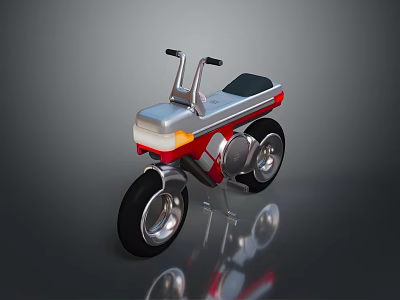 Sleek Silver and Red Motorcycle with Black Seat and Modern Body Design 3d model