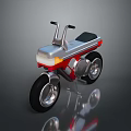 Sleek Silver and Red Motorcycle with Black Seat and Modern Body Design