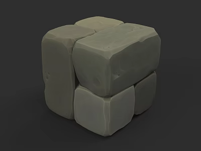 Garden Landscape With Stacked Gray Stones Forming Cubic Structure Design 3d model