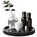 Elegant Modern Kitchen Utensils With Black Tray White Coffee Cup With Foam And Storage Jars