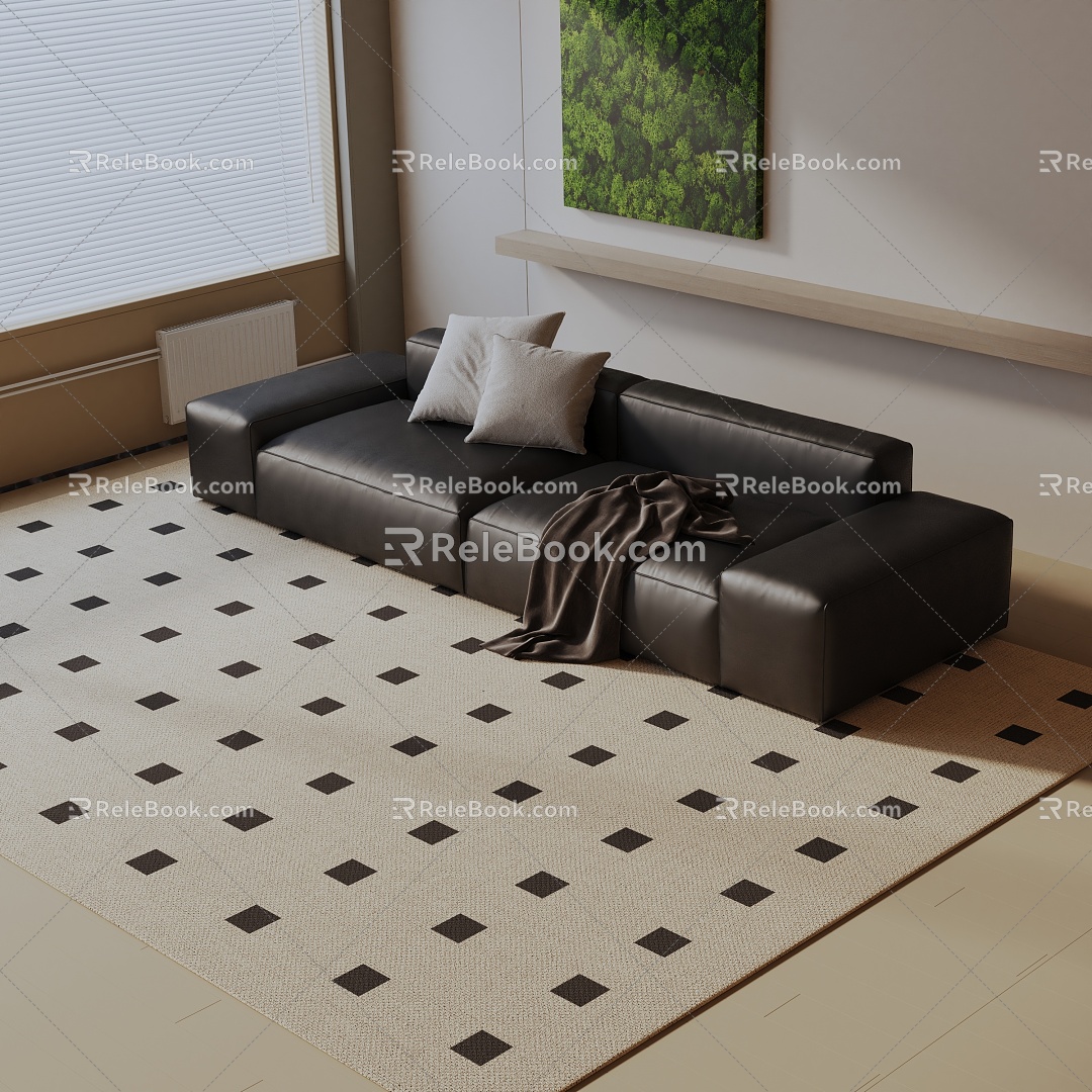 Modern three-seat sofa 3d model