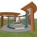 Landscape Special-shaped Gallery Frame Aerial Gallery Bridge Trestle Arc Gallery Frame Landscape Small Building 3d model