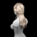 Woman With Long Blonde Braid And Upper Body Against Black Background