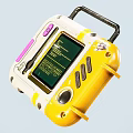Portable Handheld Computer Yellow White And Pink Design With Screen Buttons And Handle