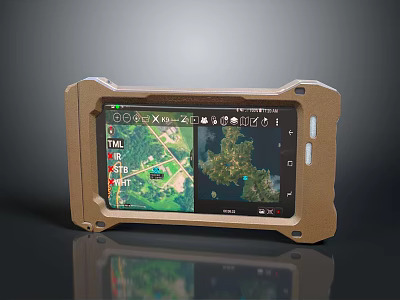 Rugged Outdoor Handheld Tablet With Map Display And Data Measurement Features 3d model